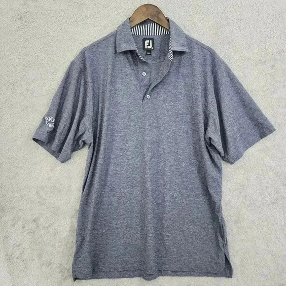 Footjoy Blue Heathered Polo Shirt Size M Polyester Spandex Blend 8PT - Picture 1 of 6
